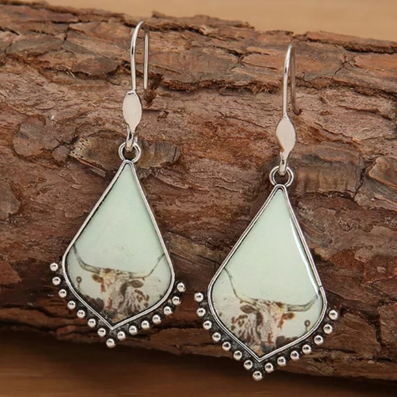 Jewelry - Longhorn Earrings Windmill Western Country Cowgirl Cowboy Cow Vaquera Cattle